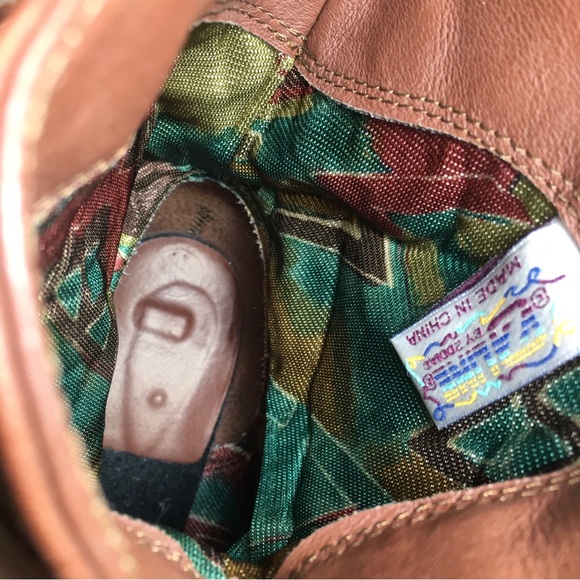 Zodiac Zline Fringe Western Cowboy Riding Leather Womens Boots Vintage Size 8 - Picture 10 of 13